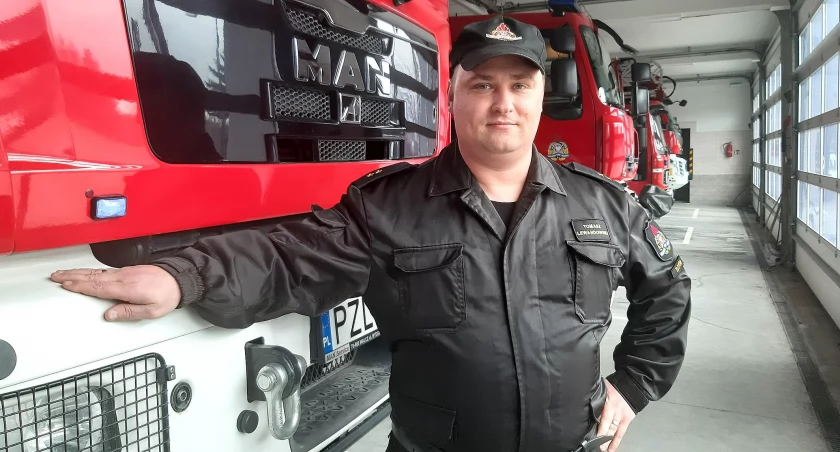 Komendant złotowskiej straży, kpt. Tomasz Lewandowski