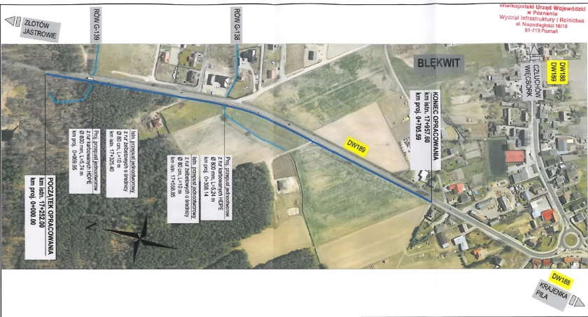 Mapa obrazująca zakres prac