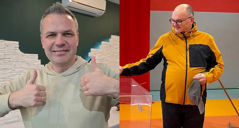 Zwycięski Jakub Pieniążkowski i Grzegorz Piękoś podczas II tury głosowania