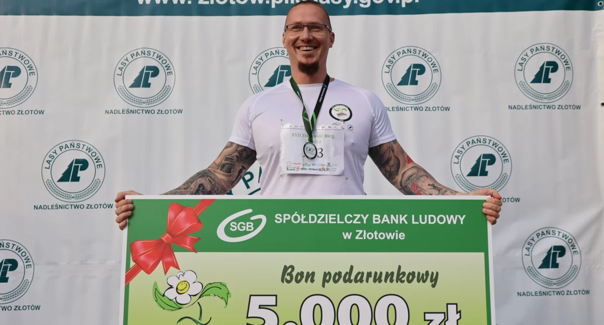 Biegi, Marcin Gagatek najszczęśliwszym uczestnikiem Biegu Zawilca - zdjęcie, fotografia