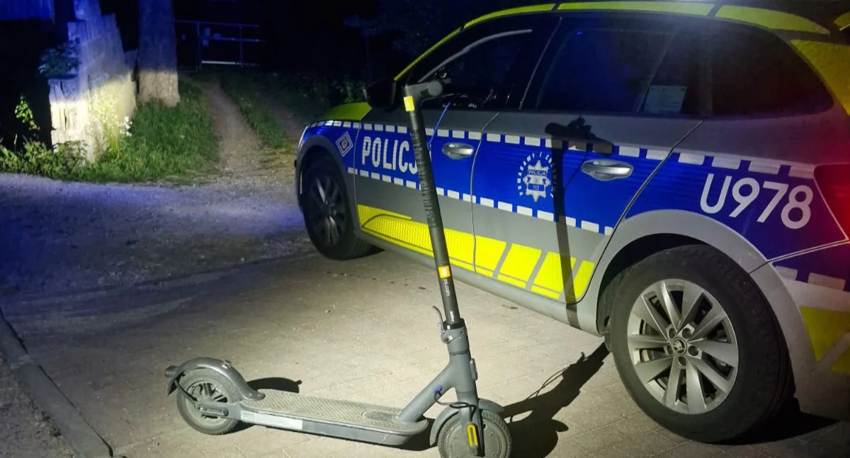 Policja - komunikaty i akcje, Myślał hulajnogą ucieknie przed odpowiedzialnością Promile zatrzymały - zdjęcie, fotografia
