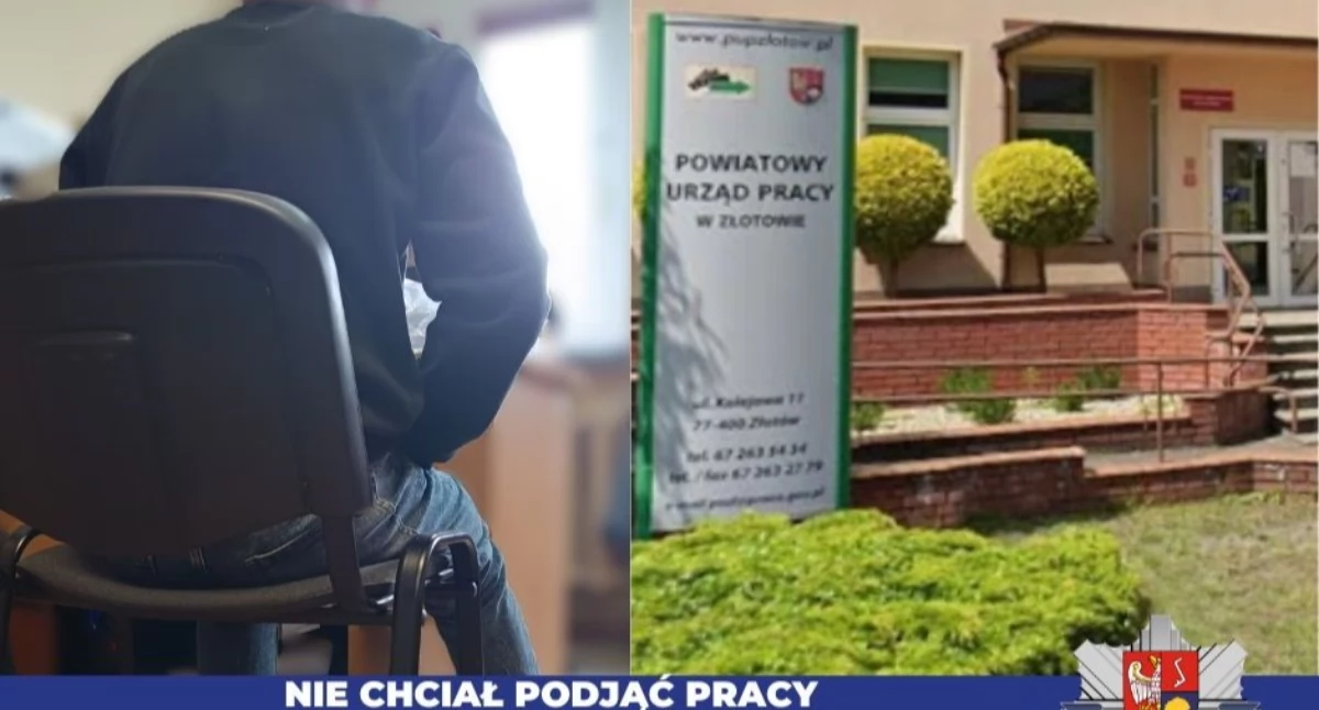 Policja - komunikaty i akcje, Groził podpaleniem urzędu pracy Złotowie - zdjęcie, fotografia