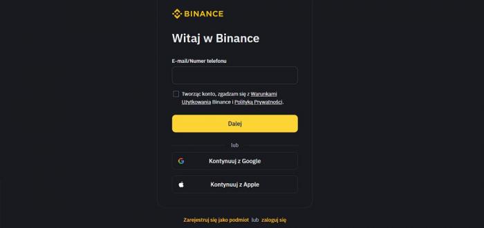 jak zarejestrować się na binance